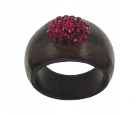 Wooden Ring with Swarovski Crystals Ruby - Dolfi