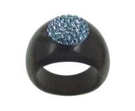 Wooden Ring with Swarovski Crystals Acqua - Dolfi